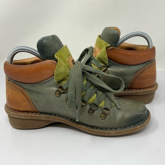 PIKOLINOS Shoes - PIKOLINOS Lisboa Hunter Green and Brown Distressed Women’s Leather Ankle Boots.